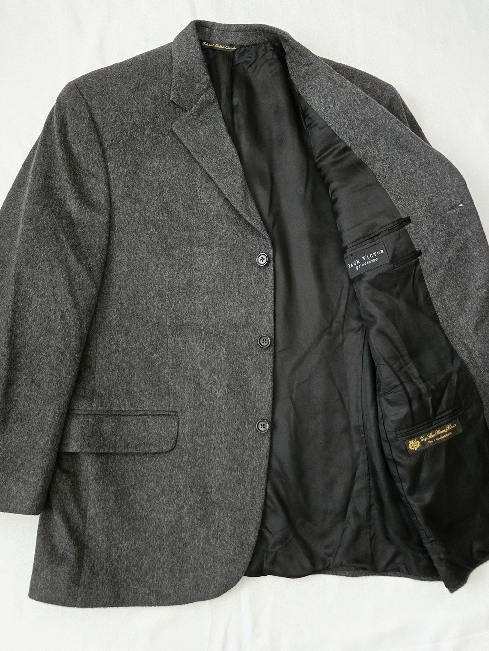 Jack Victor Prossimo Loro Piana Cashmere Blazer Sport Coat Charcoal Grey Men 44R